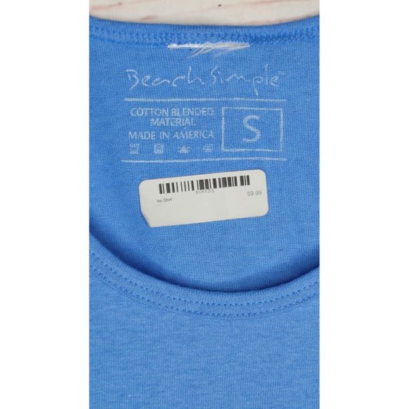 Beach Simple Logo Cotton Blend U.S.A Made Small Teal Blue Tank Top - Picture 7 of 9